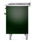 ILVE Nostalgie II 40-Inch Dual Fuel Range with 6 Sealed Burners + Griddle, 4.3 cu. ft. Oven, Emerald Green with Brass Trim, Liquid Propane, Triple Glass Door, UPD40FNMPEGGLP
