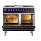 ILVE Nostalgie II 40-Inch Dual Fuel Range with 6 Sealed Burners + Griddle, 4.3 cu. ft. Oven, Midnight Blue with Burnished Trim, Natural Gas, Triple Glass Door, UPD40FNMPMBB