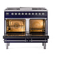 ILVE Nostalgie II 40-Inch Dual Fuel Range with 6 Sealed Burners + Griddle, 4.3 cu. ft. Oven, Midnight Blue with Chrome Trim, Liquid Propane, Triple Glass Door, UPD40FNMPMBCLP