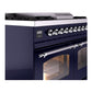 ILVE Nostalgie II 40-Inch Dual Fuel Range with 6 Sealed Burners + Griddle, 4.3 cu. ft. Oven, Midnight Blue with Chrome Trim, Liquid Propane, Triple Glass Door, UPD40FNMPMBCLP