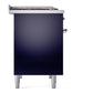 ILVE Nostalgie II 40-Inch Dual Fuel Range with 6 Sealed Burners + Griddle, 4.3 cu. ft. Oven, Midnight Blue with Chrome Trim, Natural Gas, Triple Glass Door, UPD40FNMPMBC