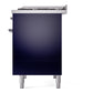 ILVE Nostalgie II 40-Inch Dual Fuel Range with 6 Sealed Burners + Griddle, 4.3 cu. ft. Oven, Midnight Blue with Chrome Trim, Natural Gas, Triple Glass Door, UPD40FNMPMBC