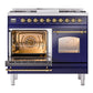 ILVE Nostalgie II 40-Inch Dual Fuel Range with 6 Sealed Burners + Griddle, 4.3 cu. ft. Oven, Midnight Blue with Brass Trim, Liquid Propane, Triple Glass Door, UPD40FNMPMBGLP
