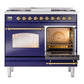 ILVE Nostalgie II 40-Inch Dual Fuel Range with 6 Sealed Burners + Griddle, 4.3 cu. ft. Oven, Midnight Blue with Brass Trim, Natural Gas, Triple Glass Door, UPD40FNMPMBG
