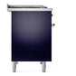 ILVE Nostalgie II 40-Inch Dual Fuel Range with 6 Sealed Burners + Griddle, 4.3 cu. ft. Oven, Midnight Blue with Brass Trim, Natural Gas, Triple Glass Door, UPD40FNMPMBG