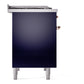 ILVE Nostalgie II 40-Inch Dual Fuel Range with 6 Sealed Burners + Griddle, 4.3 cu. ft. Oven, Midnight Blue with Copper Trim, Liquid Propane, Triple Glass Door, UPD40FNMPMBPLP