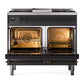ILVE Nostalgie II 40-Inch Dual Fuel Range with 6 Sealed Burners + Griddle, 4.3 cu. ft. Oven, Graphite Matte with Burnished Trim, Natural Gas, Triple Glass Door, UPD40FNMPMGB