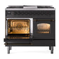 ILVE Nostalgie II 40-Inch Dual Fuel Range with 6 Sealed Burners + Griddle, 4.3 cu. ft. Oven, Graphite Matte with Burnished Trim, Natural Gas, Triple Glass Door, UPD40FNMPMGB