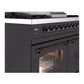 ILVE Nostalgie II 40-Inch Dual Fuel Range with 6 Sealed Burners + Griddle, 4.3 cu. ft. Oven, Graphite Matte with Burnished Trim, Natural Gas, Triple Glass Door, UPD40FNMPMGB