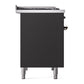 ILVE Nostalgie II 40-Inch Dual Fuel Range with 6 Sealed Burners + Griddle, 4.3 cu. ft. Oven, Graphite Matte with Burnished Trim, Natural Gas, Triple Glass Door, UPD40FNMPMGB