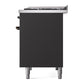 ILVE Nostalgie II 40-Inch Dual Fuel Range with 6 Sealed Burners + Griddle, 4.3 cu. ft. Oven, Graphite Matte with Burnished Trim, Natural Gas, Triple Glass Door, UPD40FNMPMGB