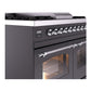 ILVE Nostalgie II 40-Inch Dual Fuel Range with 6 Sealed Burners + Griddle, 4.3 cu. ft. Oven, Graphite Matte with Chrome Trim, Liquid Propane, Triple Glass Door, UPD40FNMPMGCLP