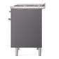 ILVE Nostalgie II 40-Inch Dual Fuel Range with 6 Sealed Burners + Griddle, 4.3 cu. ft. Oven, Graphite Matte with Chrome Trim, Liquid Propane, Triple Glass Door, UPD40FNMPMGCLP