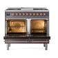 ILVE Nostalgie II 40-Inch Dual Fuel Range with 6 Sealed Burners + Griddle, 4.3 cu. ft. Oven, Graphite Matte with Copper Trim, Natural Gas, Triple Glass Door, UPD40FNMPMGP