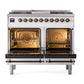 ILVE Nostalgie II 40-Inch Dual Fuel Range with 6 Sealed Burners + Griddle, 4.3 cu. ft. Oven, RAL with Burnished Trim, Liquid Propane, Triple Glass Door, UPD40FNMPRABLP