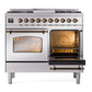 ILVE Nostalgie II 40-Inch Dual Fuel Range with 6 Sealed Burners + Griddle, 4.3 cu. ft. Oven, Stainless Steel with Burnished Trim, Liquid Propane, Triple Glass Door, UPD40FNMPSSBLP