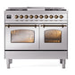 ILVE Nostalgie II 40-Inch Dual Fuel Range with 6 Sealed Burners + Griddle, 4.3 cu. ft. Oven, Stainless Steel with Burnished Trim, Natural Gas, Triple Glass Door, UPD40FNMPSSB