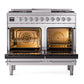 ILVE Nostalgie II 40-Inch Dual Fuel Range with 6 Sealed Burners + Griddle, 4.3 cu. ft. Oven, Stainless Steel with Chrome Trim, Natural Gas, Triple Glass Door, UPD40FNMPSSC