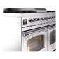 ILVE Nostalgie II 40-Inch Dual Fuel Range with 6 Sealed Burners + Griddle, 4.3 cu. ft. Oven, Stainless Steel with Chrome Trim, Natural Gas, Triple Glass Door, UPD40FNMPSSC