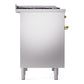 ILVE Nostalgie II 40-Inch Dual Fuel Range with 6 Sealed Burners + Griddle, 4.3 cu. ft. Oven, Stainless Steel with Brass Trim, Liquid Propane, Triple Glass Door, UPD40FNMPSSGLP
