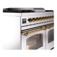 ILVE Nostalgie II 40-Inch Dual Fuel Range with 6 Sealed Burners + Griddle, 4.3 cu. ft. Oven, Stainless Steel with Brass Trim, Natural Gas, Triple Glass Door, UPD40FNMPSSG