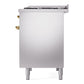 ILVE Nostalgie II 40-Inch Dual Fuel Range with 6 Sealed Burners + Griddle, 4.3 cu. ft. Oven, Stainless Steel with Brass Trim, Natural Gas, Triple Glass Door, UPD40FNMPSSG
