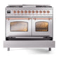 ILVE Nostalgie II 40-Inch Dual Fuel Range with 6 Sealed Burners + Griddle, 4.3 cu. ft. Oven, Stainless Steel with Copper Trim, Liquid Propane, Triple Glass Door, UPD40FNMPSSPLP