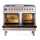 ILVE Nostalgie II 40-Inch Dual Fuel Range with 6 Sealed Burners + Griddle, 4.3 cu. ft. Oven, Stainless Steel with Copper Trim, Natural Gas, Triple Glass Door, UPD40FNMPSSP