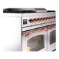ILVE Nostalgie II 40-Inch Dual Fuel Range with 6 Sealed Burners + Griddle, 4.3 cu. ft. Oven, Stainless Steel with Copper Trim, Natural Gas, Triple Glass Door, UPD40FNMPSSP