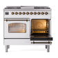 ILVE Nostalgie II 40-Inch Dual Fuel Range with 6 Sealed Burners + Griddle, 4.3 cu. ft. Oven, White with Burnished Trim, Liquid Propane, Triple Glass Door, UPD40FNMPWHBLP