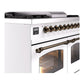 ILVE Nostalgie II 40-Inch Dual Fuel Range with 6 Sealed Burners + Griddle, 4.3 cu. ft. Oven, White with Burnished Trim, Liquid Propane, Triple Glass Door, UPD40FNMPWHBLP