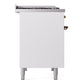 ILVE Nostalgie II 40-Inch Dual Fuel Range with 6 Sealed Burners + Griddle, 4.3 cu. ft. Oven, White with Burnished Trim, Liquid Propane, Triple Glass Door, UPD40FNMPWHBLP