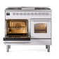 ILVE Nostalgie II 40-Inch Dual Fuel Range with 6 Sealed Burners + Griddle, 4.3 cu. ft. Oven, White with Chrome Trim, Liquid Propane, Triple Glass Door, UPD40FNMPWHCLP
