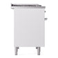 ILVE Nostalgie II 40-Inch Dual Fuel Range with 6 Sealed Burners + Griddle, 4.3 cu. ft. Oven, White with Chrome Trim, Liquid Propane, Triple Glass Door, UPD40FNMPWHCLP