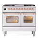 ILVE Nostalgie II 40-Inch Dual Fuel Range with 6 Sealed Burners + Griddle, 4.3 cu. ft. Oven, White with Copper Trim, Liquid Propane, Triple Glass Door, UPD40FNMPWHPLP