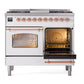 ILVE Nostalgie II 40-Inch Dual Fuel Range with 6 Sealed Burners + Griddle, 4.3 cu. ft. Oven, White with Copper Trim, Liquid Propane, Triple Glass Door, UPD40FNMPWHPLP