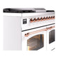 ILVE Nostalgie II 40-Inch Dual Fuel Range with 6 Sealed Burners + Griddle, 4.3 cu. ft. Oven, White with Copper Trim, Natural Gas, Triple Glass Door, UPD40FNMPWHP