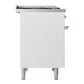 ILVE Nostalgie II 40-Inch Dual Fuel Range with 6 Sealed Burners + Griddle, 4.3 cu. ft. Oven, White with Copper Trim, Natural Gas, Triple Glass Door, UPD40FNMPWHP