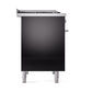 ILVE Professional Plus II 40-Inch Dual Fuel Range with 6 Sealed Burners + Griddle, 4.3 cu. ft. Oven, Glossy Black, Liquid Propane, Solid Door, UPD40FQMPBKLP