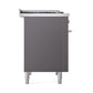 ILVE Professional Plus II 40-Inch Dual Fuel Range with 6 Sealed Burners + Griddle, 4.3 cu. ft. Oven, Graphite Matte, Natural Gas, Solid Door, UPD40FQMPMG