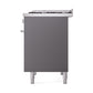 ILVE Professional Plus II 40-Inch Dual Fuel Range with 6 Sealed Burners + Griddle, 4.3 cu. ft. Oven, Graphite Matte, Natural Gas, Solid Door, UPD40FQMPMG