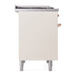 ILVE Nostalgie II 40-Inch Dual Fuel Range with 6 Sealed Burners + Griddle, 4.3 cu. ft. Oven, Antique White with Copper Trim, Natural Gas, Solid Door, UPD40FQNMPAWP