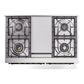 ILVE Nostalgie II 40-Inch Dual Fuel Range with 6 Sealed Burners + Griddle, 4.3 cu. ft. Oven, Blue Grey with Burnished Trim, Natural Gas, Solid Door, UPD40FQNMPBGB