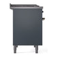 ILVE Nostalgie II 40-Inch Dual Fuel Range with 6 Sealed Burners + Griddle, 4.3 cu. ft. Oven, Blue Grey with Burnished Trim, Natural Gas, Solid Door, UPD40FQNMPBGB