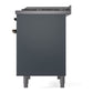 ILVE Nostalgie II 40-Inch Dual Fuel Range with 6 Sealed Burners + Griddle, 4.3 cu. ft. Oven, Blue Grey with Burnished Trim, Natural Gas, Solid Door, UPD40FQNMPBGB