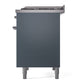 ILVE Nostalgie II 40-Inch Dual Fuel Range with 6 Sealed Burners + Griddle, 4.3 cu. ft. Oven, Blue Grey with Chrome Trim, Natural Gas, Solid Door, UPD40FQNMPBGC