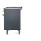 ILVE Nostalgie II 40-Inch Dual Fuel Range with 6 Sealed Burners + Griddle, 4.3 cu. ft. Oven, Blue Grey with Copper Trim, Liquid Propane, Solid Door, UPD40FQNMPBGPLP