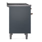 ILVE Nostalgie II 40-Inch Dual Fuel Range with 6 Sealed Burners + Griddle, 4.3 cu. ft. Oven, Blue Grey with Copper Trim, Natural Gas, Solid Door, UPD40FQNMPBGP