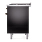 ILVE Nostalgie II 40-Inch Dual Fuel Range with 6 Sealed Burners + Griddle, 4.3 cu. ft. Oven, Glossy Black with Burnished Trim, Liquid Propane, Solid Door, UPD40FQNMPBKBLP