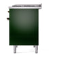 ILVE Nostalgie II 40-Inch Dual Fuel Range with 6 Sealed Burners + Griddle, 4.3 cu. ft. Oven, Emerald Green with Burnished Trim, Liquid Propane, Solid Door, UPD40FQNMPEGBLP